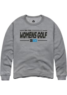 Mens Big Ten Grey Rally Womens Golf Crew Sweatshirt