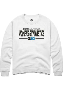 Rally Big Ten Mens White Womens Gymnastics Long Sleeve Crew Sweatshirt