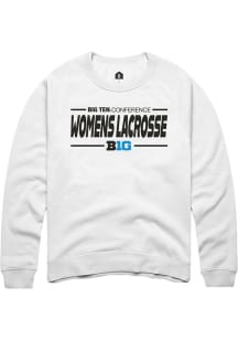 Mens Big Ten White Rally Womens Lacrosse Crew Sweatshirt