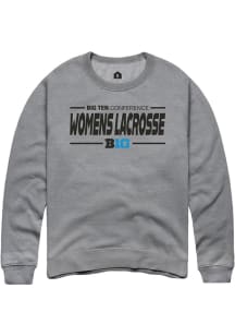 Rally Big Ten Mens Grey Womens Lacrosse Long Sleeve Crew Sweatshirt