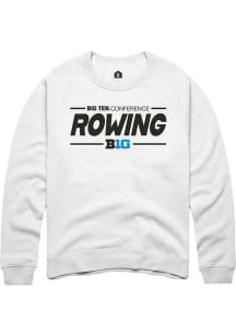 Rally Big Ten Mens White Rowing Long Sleeve Crew Sweatshirt