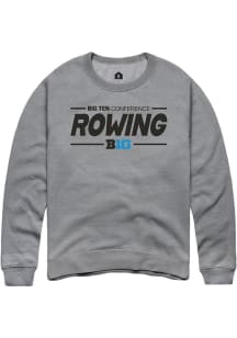Rally Big Ten Mens Grey Rowing Long Sleeve Crew Sweatshirt