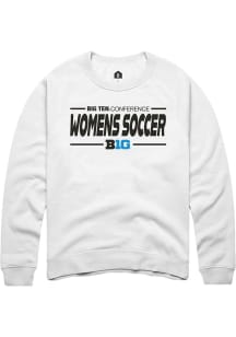 Rally Big Ten Mens White Womens Soccer Long Sleeve Crew Sweatshirt