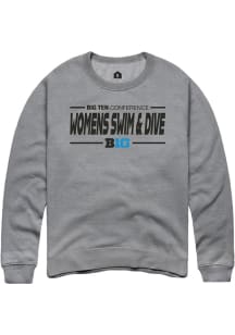 Mens Big Ten Grey Rally Womens Swimming &amp; Diving Crew Sweatshirt