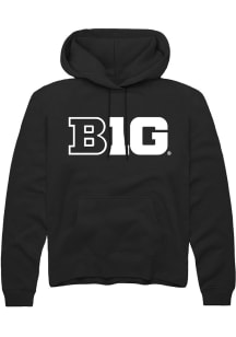 Mens Big Ten Black Rally Primary Logo Hooded Sweatshirt