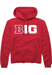 Mens Big Ten Red Rally Primary Logo Hooded Sweatshirt