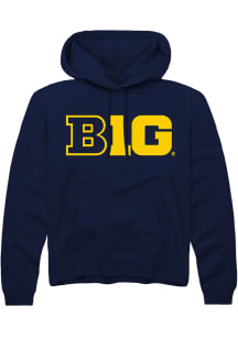 Mens Big Ten Navy Blue Rally Primary Logo Hooded Sweatshirt