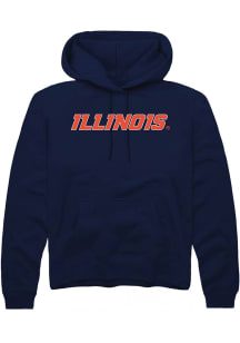 Mens Illinois Fighting Illini Navy Blue Rally Wordmark Hooded Sweatshirt