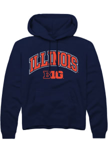 Mens Illinois Fighting Illini Navy Blue Rally Arch Logo Hooded Sweatshirt