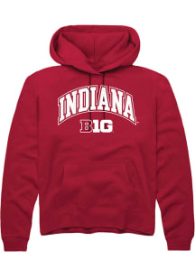 Mens Indiana Hoosiers Red Rally Arch Logo Hooded Sweatshirt