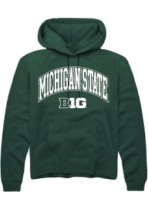 Rally Michigan State Spartans Mens Green Arch Logo Long Sleeve Hoodie