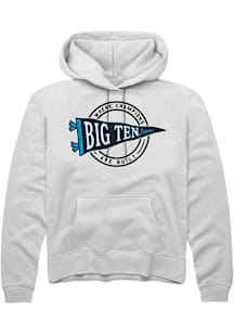 Rally Big Ten Mens White Pennant Long Sleeve Hoodie