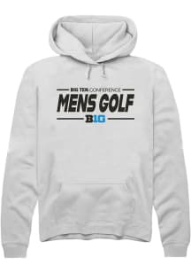 Mens Big Ten White Rally Mens Golf Hooded Sweatshirt