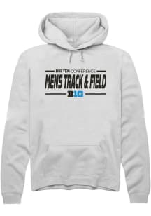Mens Big Ten White Rally Mens Track &amp; Field Hooded Sweatshirt