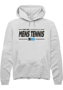 Mens Big Ten White Rally Mens Tennis Hooded Sweatshirt