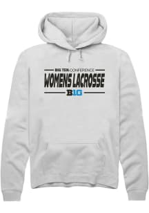 Mens Big Ten White Rally Womens Lacrosse Hooded Sweatshirt