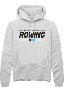Mens Big Ten White Rally Rowing Hooded Sweatshirt