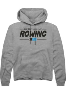 Mens Big Ten Grey Rally Rowing Hooded Sweatshirt