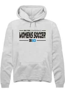 Rally Big Ten Mens White Womens Soccer Long Sleeve Hoodie