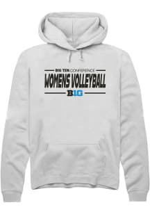 Rally Big Ten Mens White Womens Volleyball Long Sleeve Hoodie