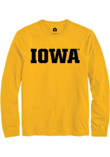 Rally Iowa Hawkeyes Gold Wordmark Long Sleeve T Shirt