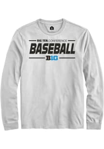 Rally Big Ten White Baseball Long Sleeve T Shirt