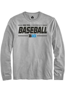 Rally Big Ten Grey Baseball Long Sleeve T Shirt