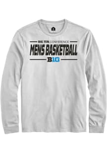 Rally Big Ten White Mens Basketball Long Sleeve T Shirt