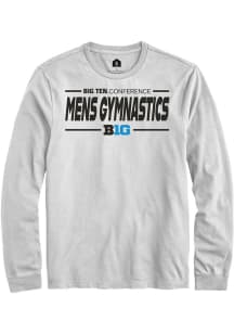 Mens Big Ten White Rally Mens Gymnastics Tee