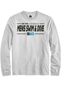 Mens Big Ten White Rally Mens Swimming &amp; Diving Tee