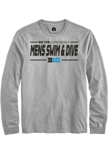 Mens Big Ten Grey Rally Mens Swimming &amp; Diving Tee