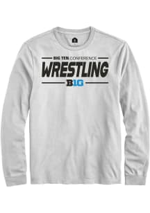 Mens Big Ten White Rally Wrestling Tee