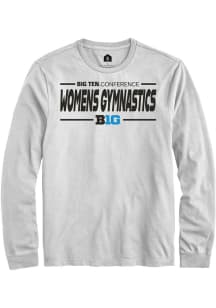 Mens Big Ten White Rally Womens Gymnastics Tee