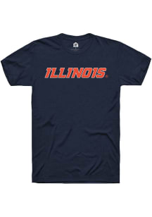Illinois Fighting Illini Navy Blue Rally Wordmark Short Sleeve T Shirt