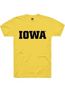 Iowa Hawkeyes Yellow Rally Wordmark Short Sleeve T Shirt