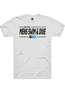 Big Ten White Rally Mens Swimming &amp; Diving Short Sleeve T Shirt
