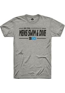 Rally Big Ten Grey Mens Swimming &amp; Diving Short Sleeve T Shirt