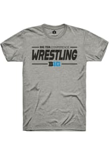 Big Ten Grey Rally Wrestling Short Sleeve T Shirt