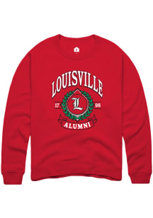 Rally Louisville Cardinals Mens Red Alumni Wreath Long Sleeve Crew Sweatshirt