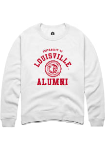 Rally Louisville Cardinals Mens White Alumni Arch Long Sleeve Crew Sweatshirt