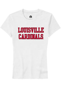 Rally Louisville Cardinals Womens White Straight Block Short Sleeve T-Shirt