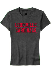 Rally Louisville Cardinals Womens Charcoal Straight Block Short Sleeve T-Shirt