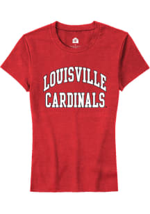 Rally Louisville Cardinals Womens Red Arch Stack Short Sleeve T-Shirt