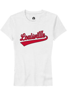 Rally Louisville Cardinals Womens White Tail Short Sleeve T-Shirt