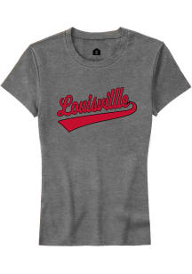 Rally Louisville Cardinals Womens Grey Tail Short Sleeve T-Shirt