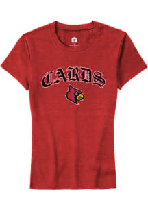 Rally Louisville Cardinals Womens Red Old School Arch Short Sleeve T-Shirt