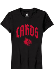 Rally Louisville Cardinals Womens Black Tonal Arch Short Sleeve T-Shirt