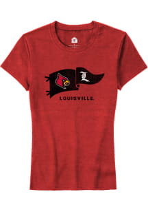 Rally Louisville Cardinals Womens Red Pennant Short Sleeve T-Shirt