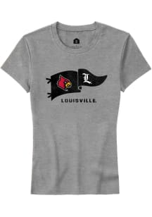 Rally Louisville Cardinals Womens Grey Pennant Short Sleeve T-Shirt