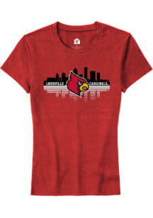 Rally Louisville Cardinals Womens Red Skyline Short Sleeve T-Shirt